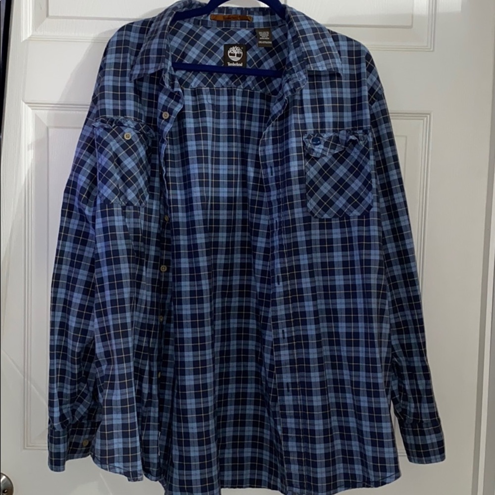 Mens timberland button up plaid shirt